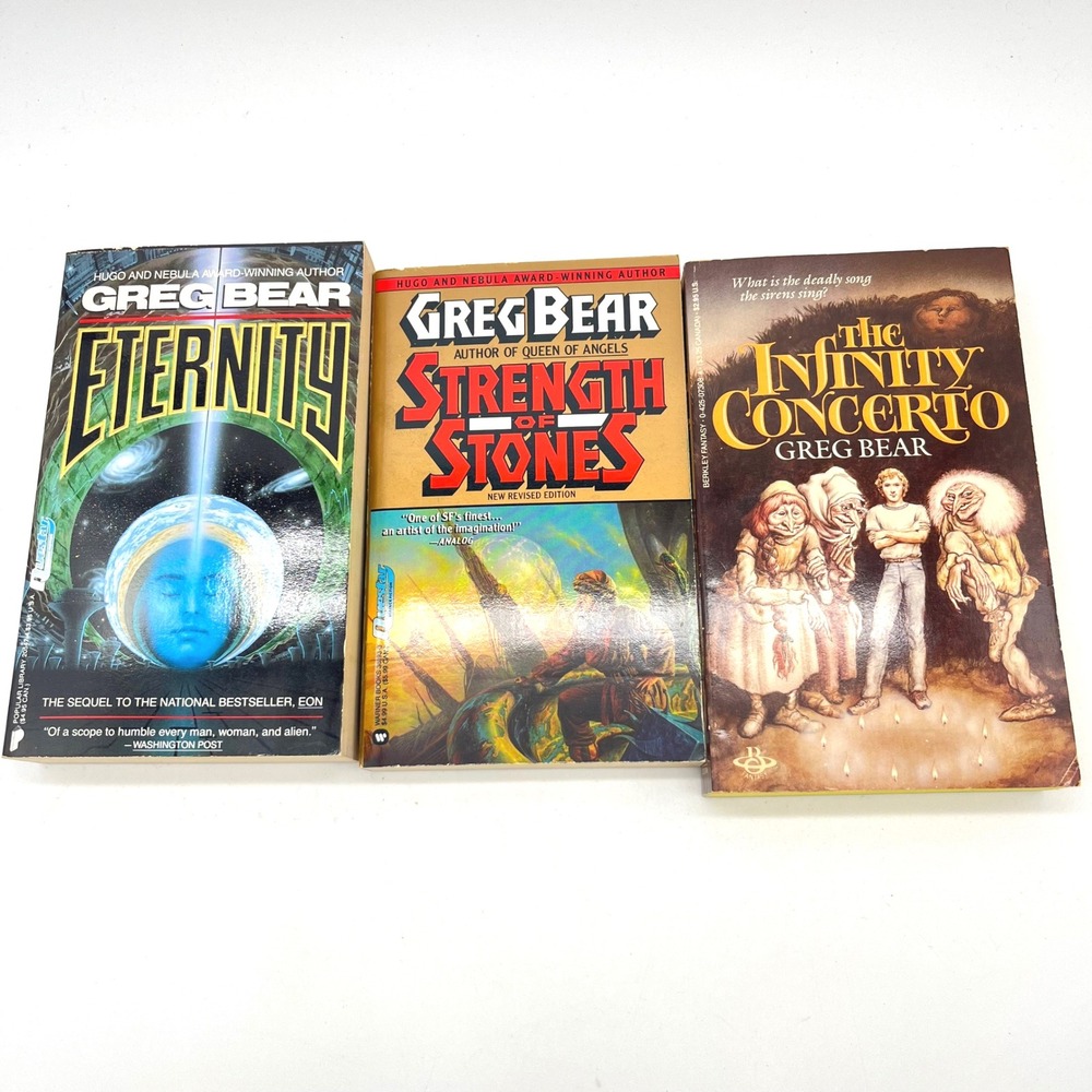 Greg Bear Science Fiction Books Lot Eternity Strength Stones Infinity‎ Concerto